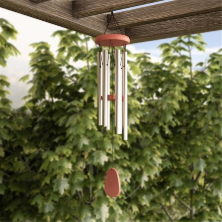 PURE GARDEN Metal & Wood Wind Chime-28 in. Tuned Metal Wind Chimes with Silver Finish 50-LG1048